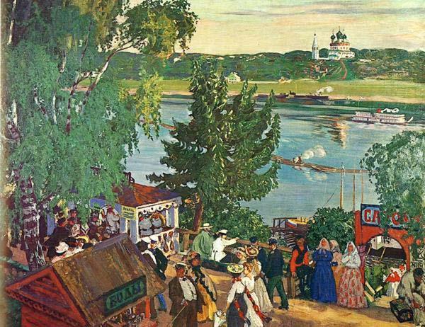 Boris Kustodiev Promenade Along Volga River Spain oil painting art